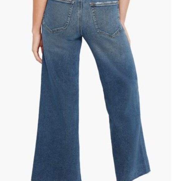 Good American Raw Hem High Waist Crop Palazzo Jeans - Picture 3 of 5